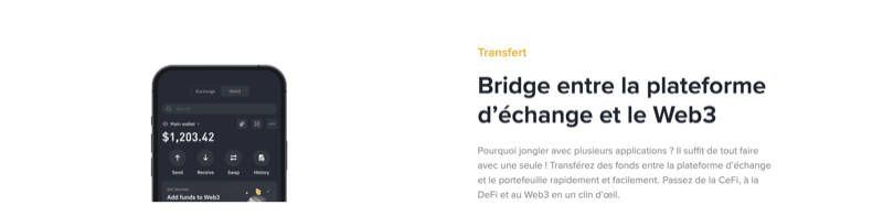 Transfer interface between Binance exchange and Binance Web3 Wallet